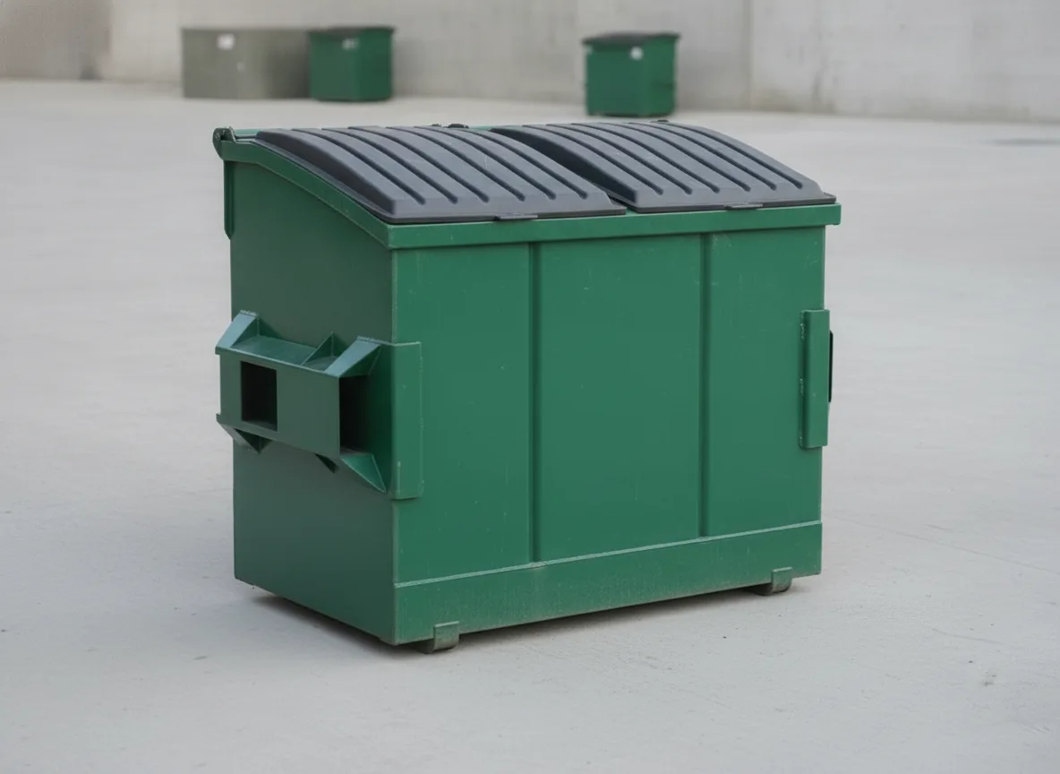 Unbranded 2-yard front-load commercial dumpster with black lids