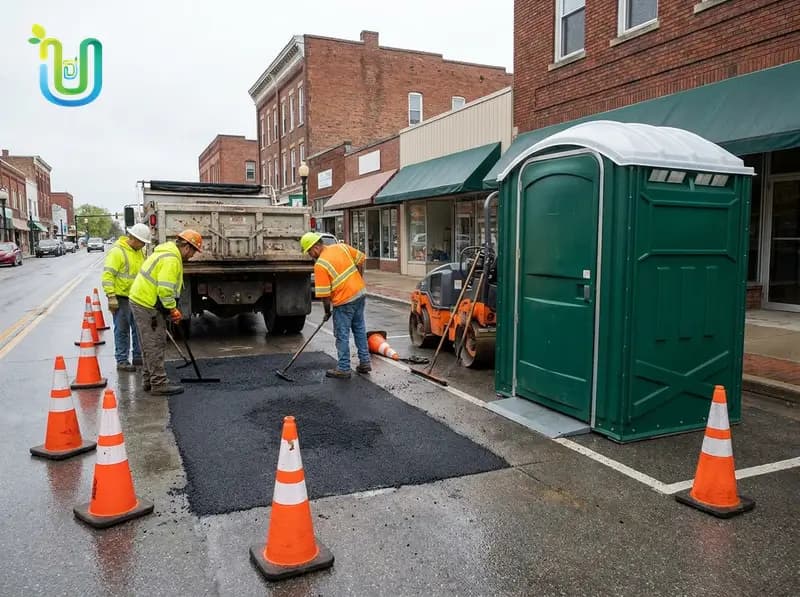 ADA-compliant portable restroom on a municipal government project site