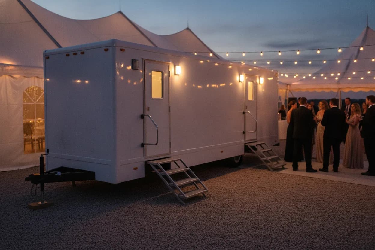 Restroom trailer rental for weddings & estate events