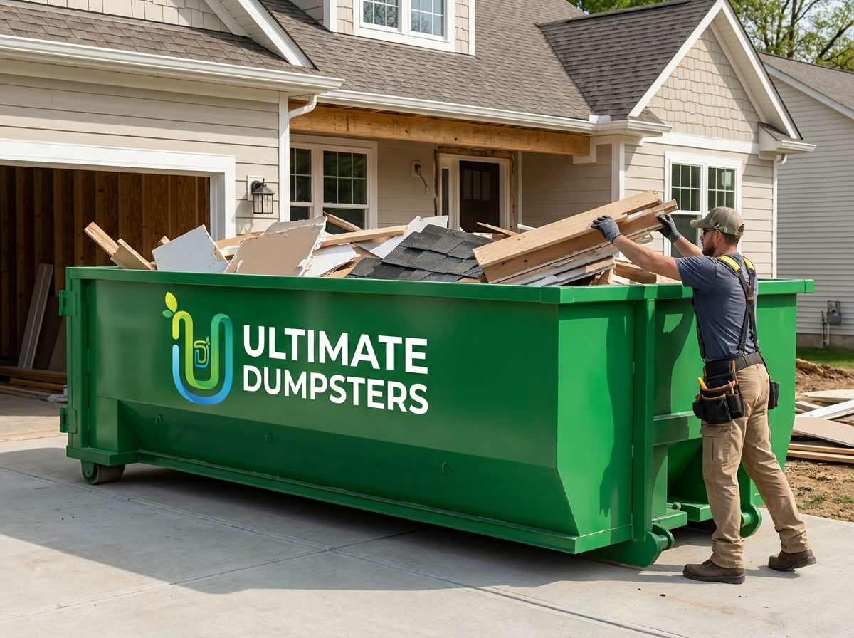 Dumpster being filled