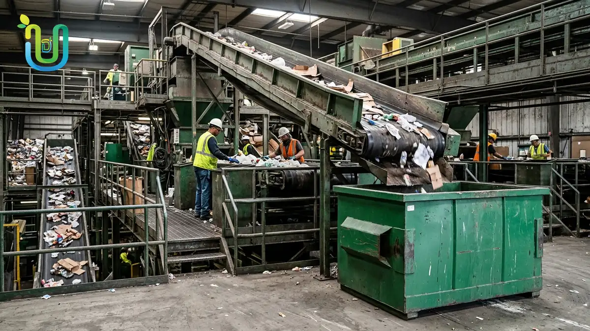 Recycling process at a material recovery facility