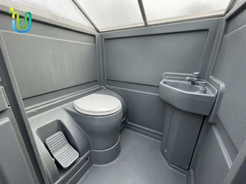 Deluxe Flushing Portable Toilet - flushing bowl & in-unit sink