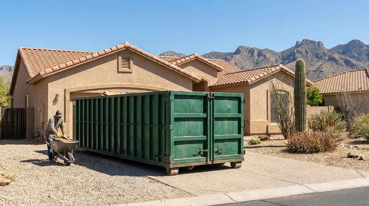 Roll-off dumpster delivered to a Arizona home by Ultimate Dumpsters