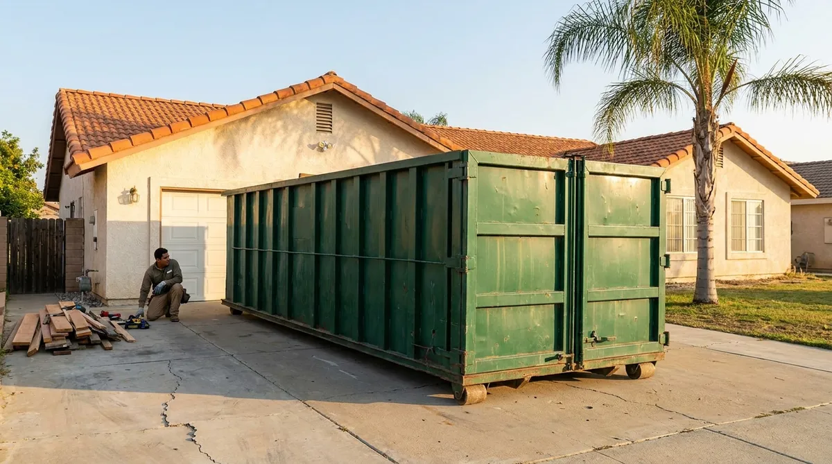 Roll-off dumpster delivered to a California home by Ultimate Dumpsters