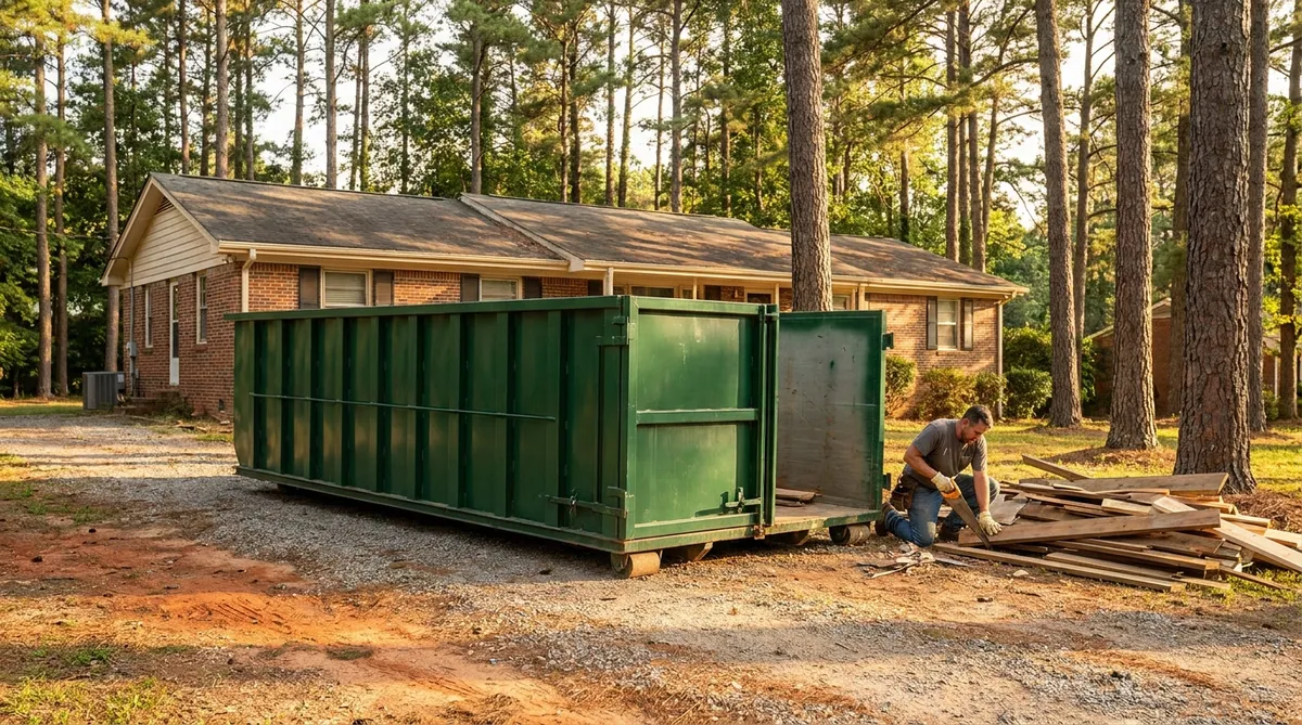 Roll-off dumpster delivered to a North Carolina home by Ultimate Dumpsters