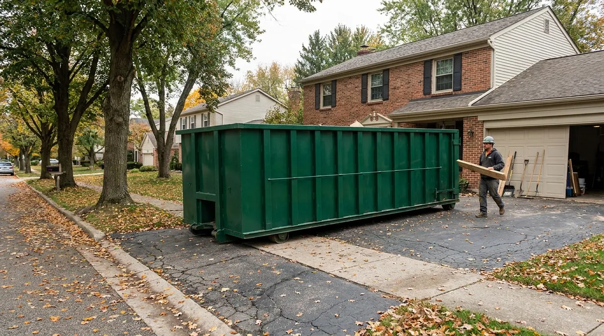 Roll-off dumpster delivered to a New Jersey home by Ultimate Dumpsters