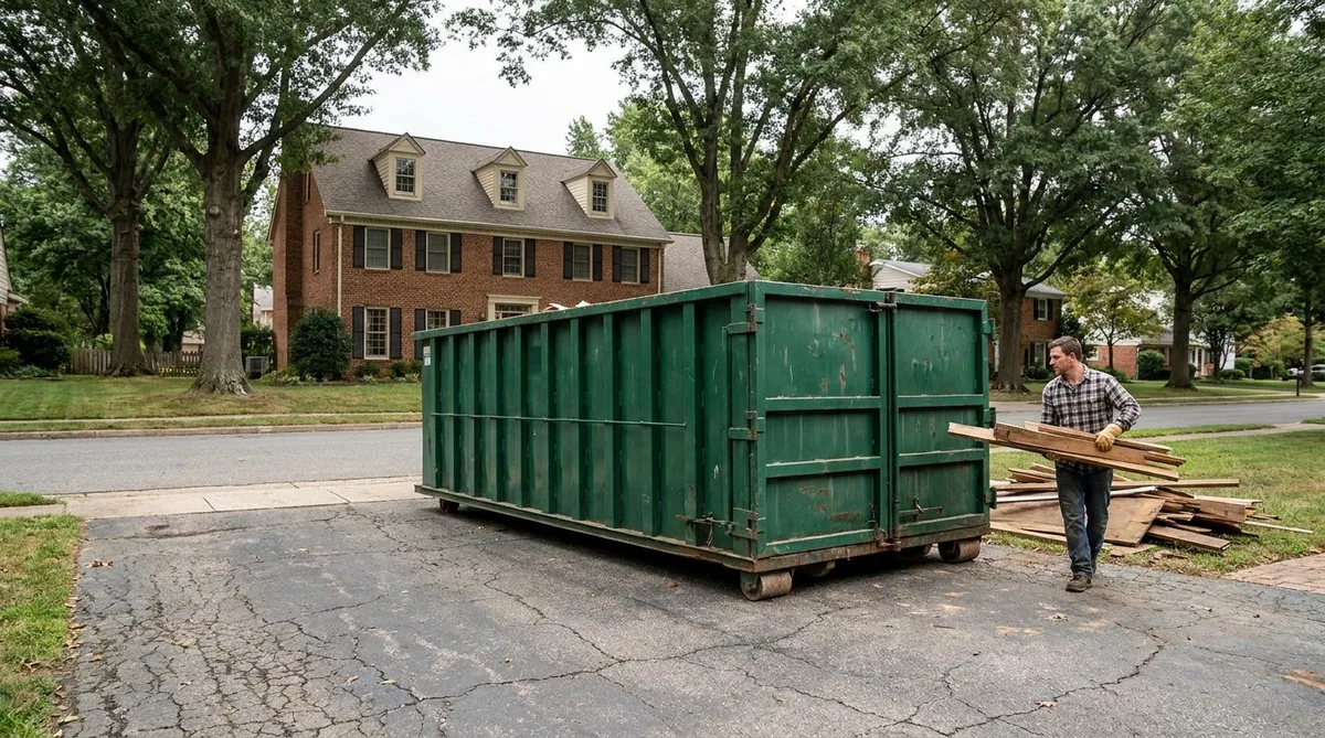 Roll-off dumpster delivered to a New York home by Ultimate Dumpsters